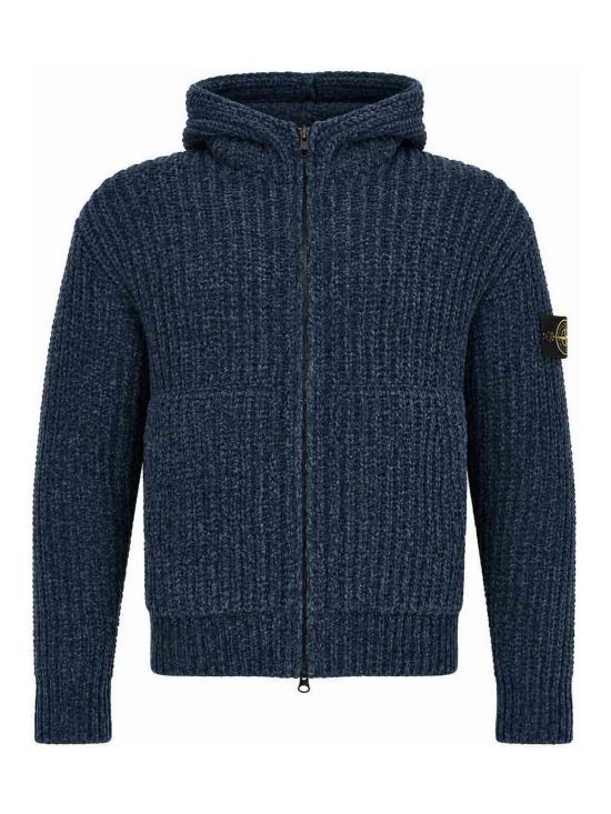 26FW 스톤 아일랜드 셰닐 후드 집업 스웨터 5100065S0N16V0M2B BLUE
