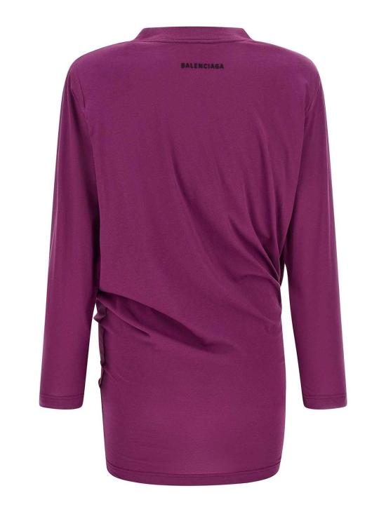 26FW 발렌시아가 비대칭 매듭 롱슬리브 티셔츠 A009D9TUVB25100 PURPLE - BALENCIAGA