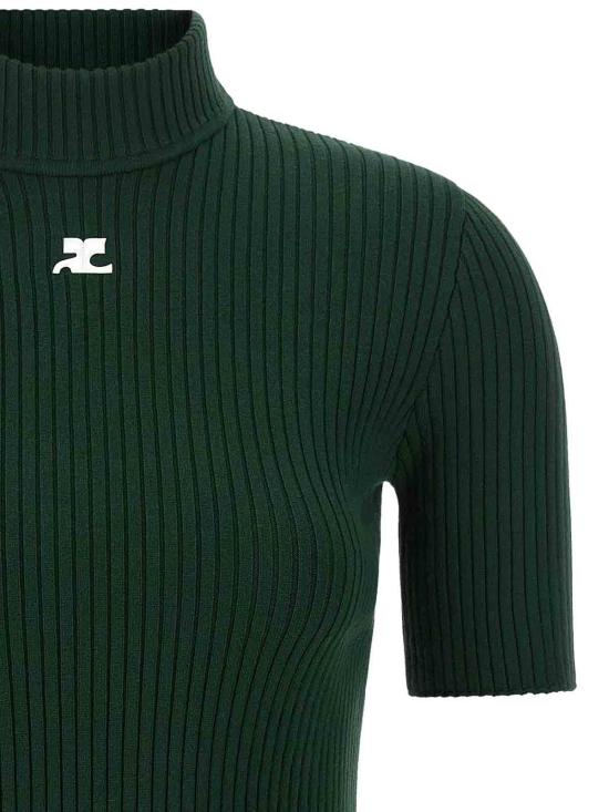 26FW 쿠레쥬 리에디션 니트 탑 숏슬리브 PERMPU026FI00018081 GREEN - COURREGES