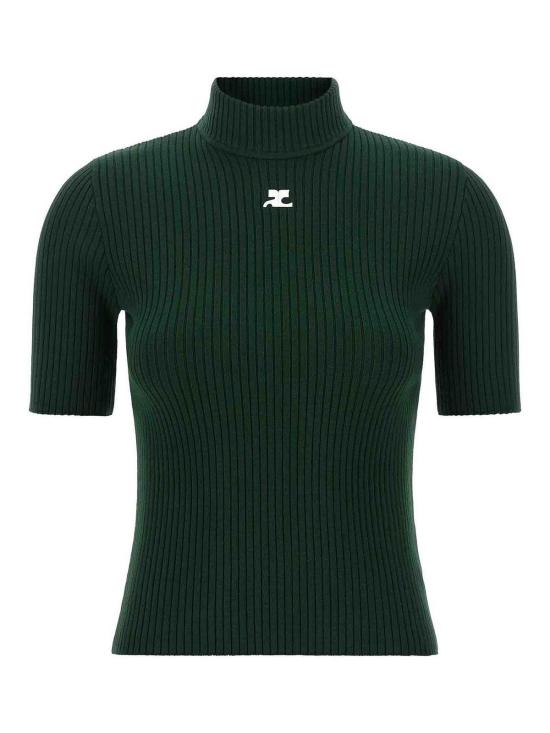 26FW 쿠레쥬 리에디션 니트 탑 숏슬리브 PERMPU026FI00018081 GREEN