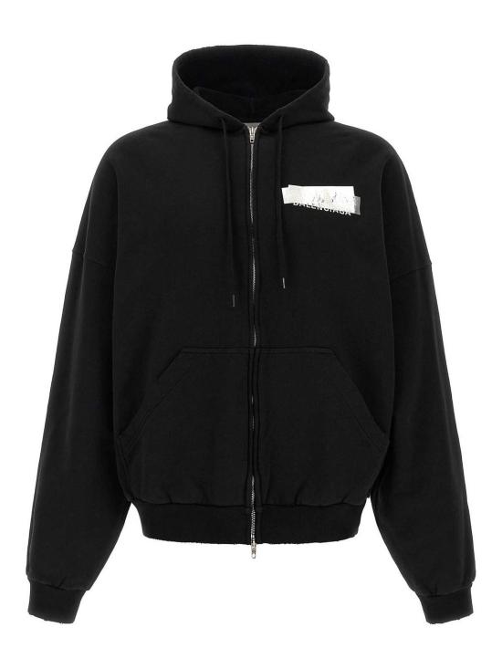 26FW 발렌시아가 실버 테이프 오버사이즈 후디 A009EATVVE31000 BLACK