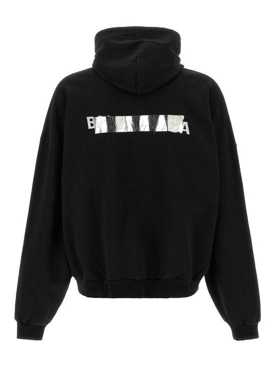 26FW 발렌시아가 실버 테이프 오버사이즈 후디 A009EATVVE31000 BLACK - BALENCIAGA