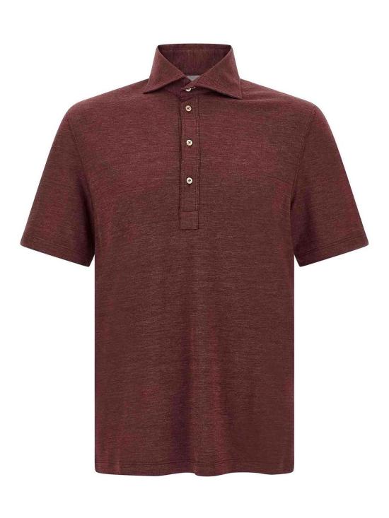 26FW 브루넬로 쿠치넬리 폴로 티셔츠 MM8543915C010 DARK RED