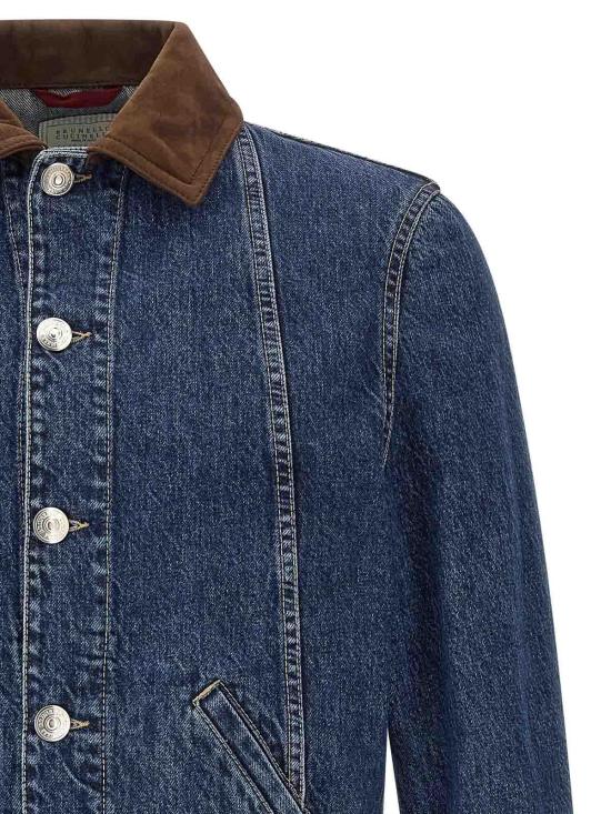 26FW 브루넬로 쿠치넬리 가죽 자켓 M241P6911C9013 BLUE - BRUNELLO CUCINELLI
