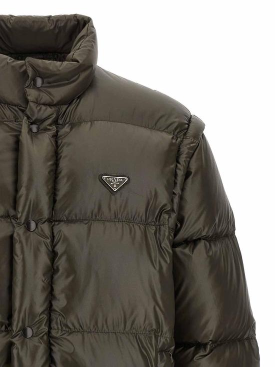 25FW 프라다 리나일론 스탠드 칼라 숏 다운 패딩 SGC863SOOO17XSF0334 GREY - PRADA