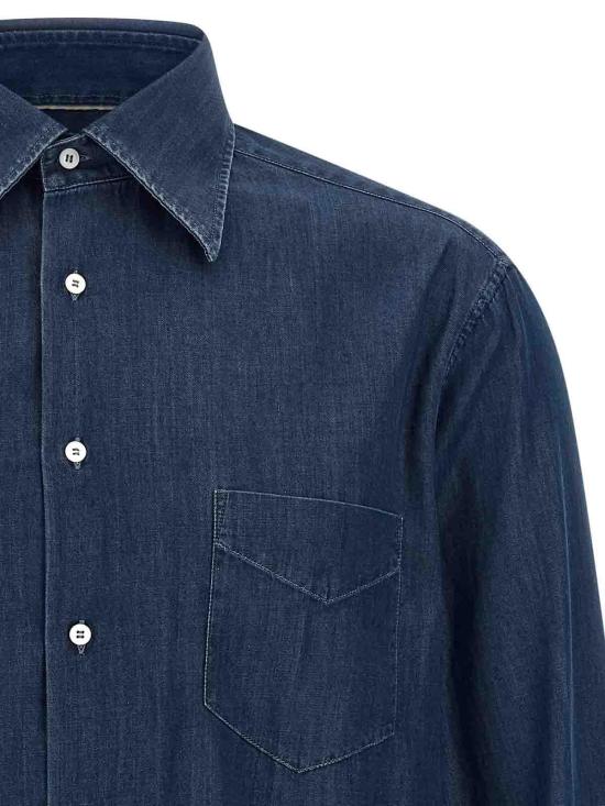 26FW 브루넬로 쿠치넬리 셔츠 MR6830621C003 BLUE - BRUNELLO CUCINELLI