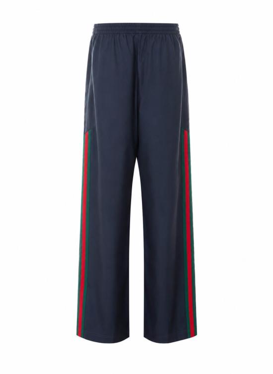 26FW 구찌 웹 테크니컬 실크 포플린 팬츠 A008E4 ZAVQF4294 BLUE - GUCCI