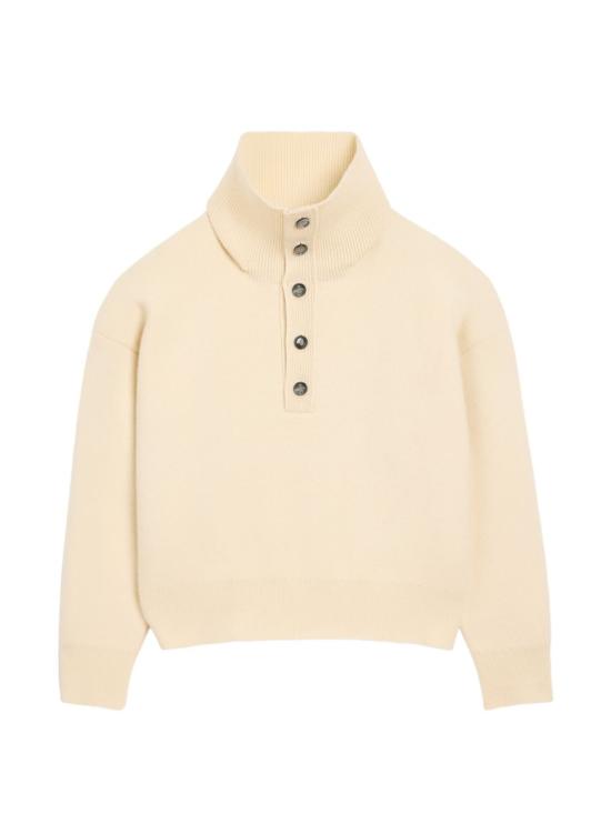 26FW 아미 브라운 하이 버튼 칼라 울 스웨터 UKS885 KN0192185 IVORY