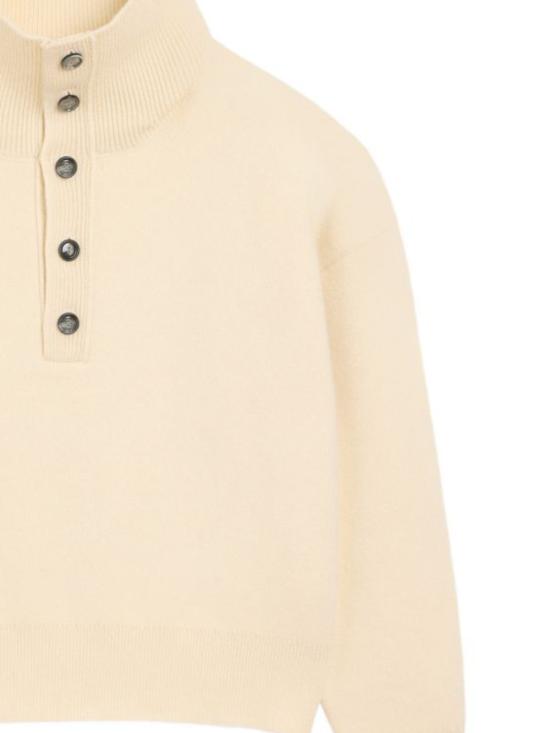 26FW 아미 브라운 하이 버튼 칼라 울 스웨터 UKS885 KN0192185 IVORY - AMI