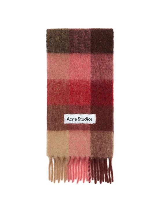 26FW 아크네 스튜디오 모헤어 체크 머플러 CA0084 DXV RED PINK BEIGE