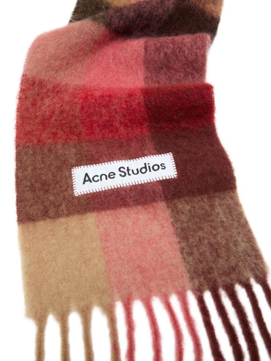 26FW 아크네 스튜디오 모헤어 체크 머플러 CA0084 DXV RED PINK BEIGE - ACNE STUDIOS