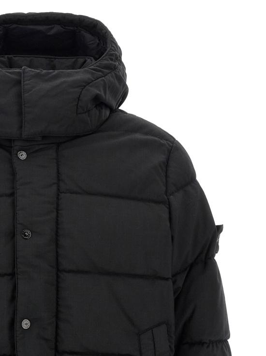 26FW 스톤 아일랜드 와펜 메탈 에코닐 후드 다운 패딩 L2S154100063S0F52V0029 Black - STONE ISLAND