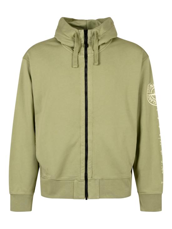 26FW 스톤 아일랜드 코튼 플리스 버티컬 플레이스먼트 후드 집업 6100009 S0467V005N LAUREL GREEN - STONE ISLAND