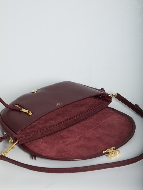 26FW 셀린느 리들 하프 문 소프트 램스킨 트리옹프 크로스백 L10373778 BORDEAUX - CELINE
