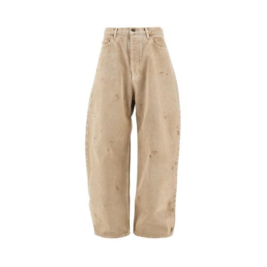 26FW 발렌시아가 디스트레스 페인트 스플래터 와이드 팬츠 A0099CTSWB2 Beige