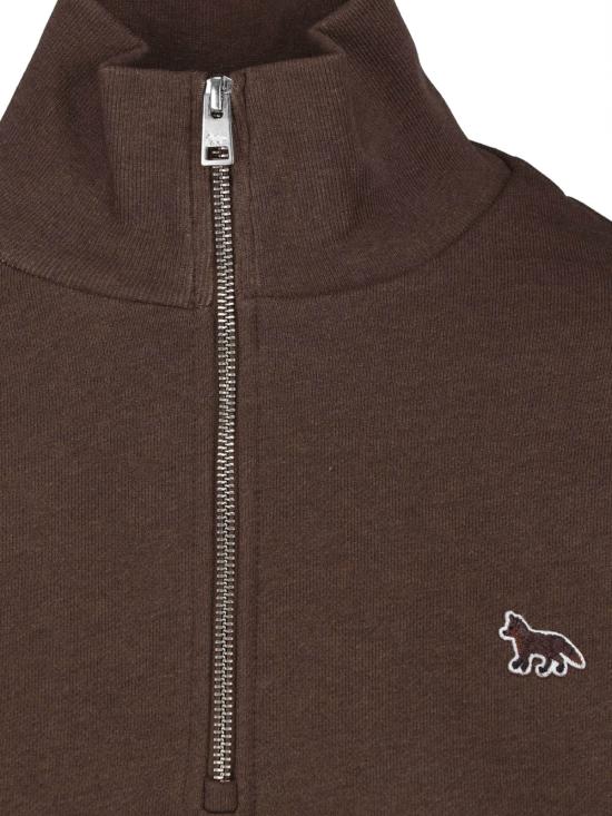 26FW 메종키츠네 베이비 폭스 하프 집 스웨트셔츠 MW00304KM0341 0605 DARK BROWN CHINE DOM - MAISON KITSUNE