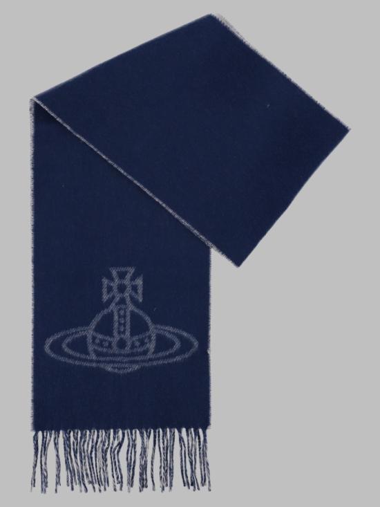 26FW 비비안웨스트우드 싱글 ORB 더블 페이스 머플러 81030006 W01MKK401 BLUE - VIVIENNE WESTWOOD
