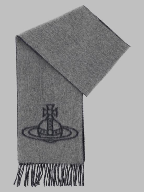 26FW 비비안웨스트우드 싱글 ORB 더블 페이스 머플러 81030006 W01MKP407 GREY - VIVIENNE WESTWOOD