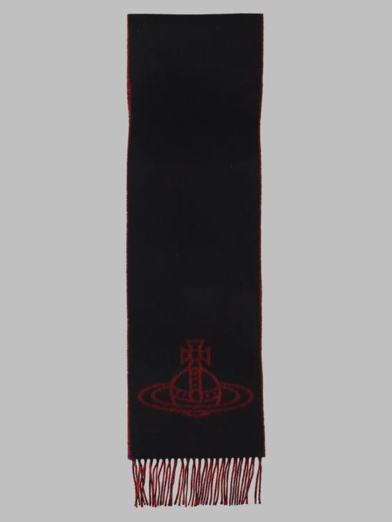 26FW 비비안웨스트우드 싱글 ORB 더블 페이스 머플러 81030006 W01MKN401 BLACK