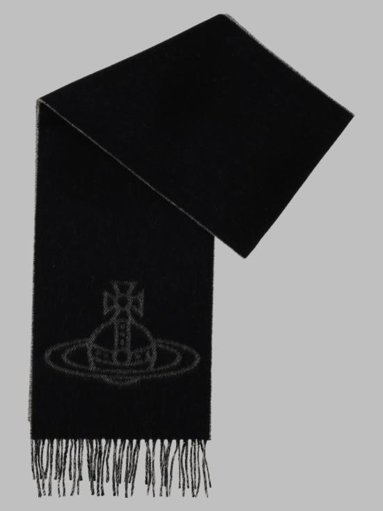26FW 비비안웨스트우드 싱글 ORB 더블 페이스 머플러 81030006 W01MKN402 BLACK - VIVIENNE WESTWOOD