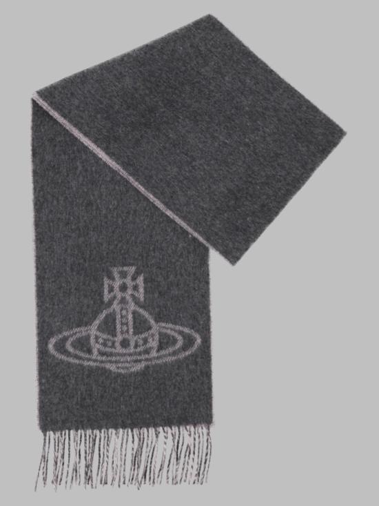 26FW 비비안웨스트우드 싱글 ORB 더블 페이스 머플러 81030006 W01MKP410 GREY - VIVIENNE WESTWOOD