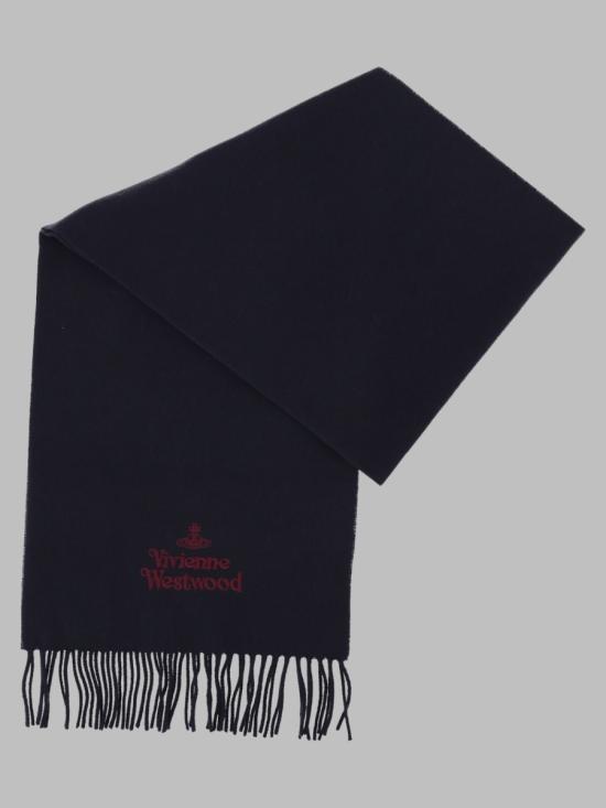 26FW 비비안웨스트우드 자수 로고 머플러 81030007 W00Q7K411 BLUE - VIVIENNE WESTWOOD