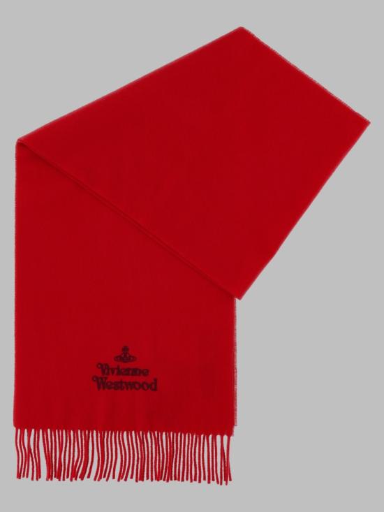 26FW 비비안웨스트우드 자수 로고 머플러 81030007 W00Q7H401 RED - VIVIENNE WESTWOOD