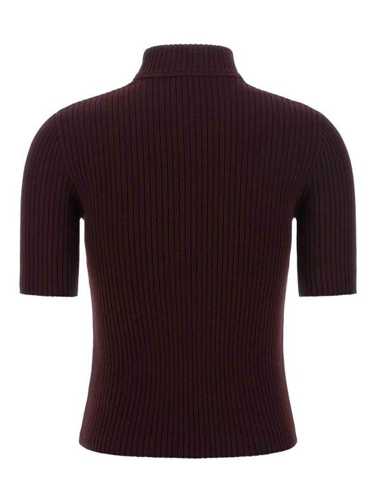26FW 쿠레쥬 리에디션 니트 탑 숏슬리브 PERMPU026FI00014010 DARK RED - COURREGES