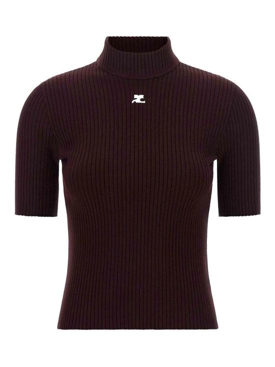 26FW 쿠레쥬 리에디션 니트 탑 숏슬리브 PERMPU026FI00014010 DARK RED