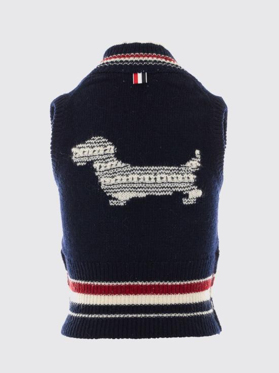 26FW 톰브라운 도니골 RWB 스트라이프 헥터 포인텔 베스트 FKV233AY1506 415 Navy - THOM BROWNE