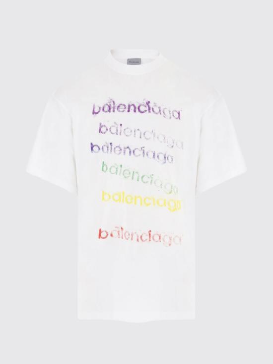 26FW 발렌시아가 오버사이즈 로고 반팔 티셔츠 871733TVVK9 9000 White - BALENCIAGA