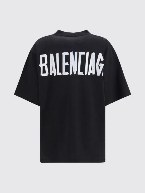 26FW 발렌시아가 글리터 테이프 타입 라지 핏 티셔츠 871733TVVE4 1000 Black - BALENCIAGA