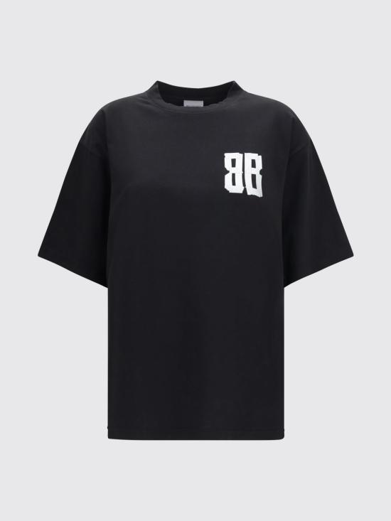 26FW 발렌시아가 글리터 테이프 타입 라지 핏 티셔츠 871733TVVE4 1000 Black - BALENCIAGA