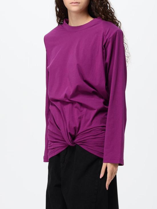 26FW 발렌시아가 비대칭 매듭 롱슬리브 티셔츠 A009D9TUVB2 5100 Violet - BALENCIAGA