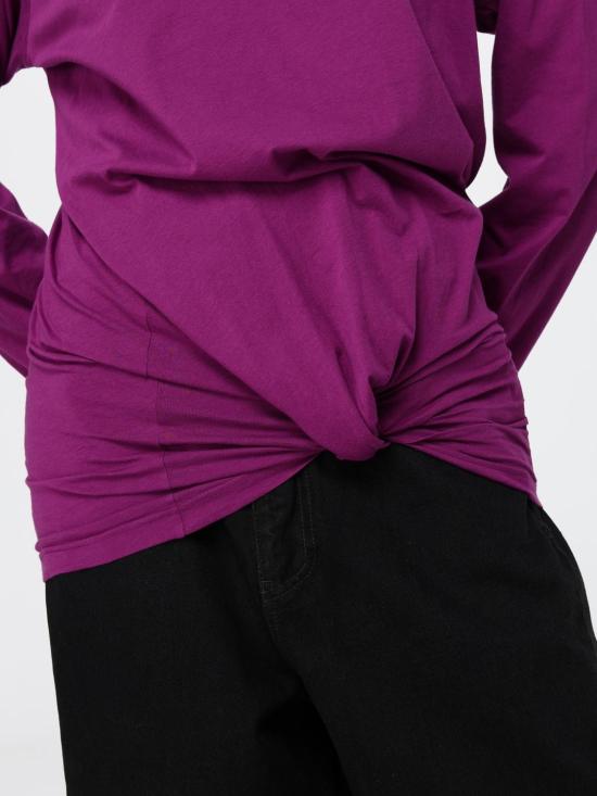 26FW 발렌시아가 비대칭 매듭 롱슬리브 티셔츠 A009D9TUVB2 5100 Violet - BALENCIAGA