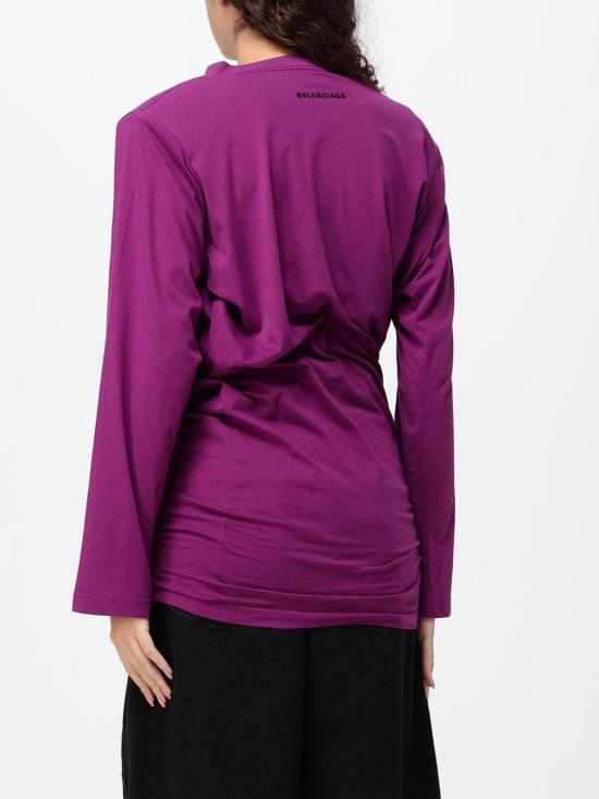 26FW 발렌시아가 비대칭 매듭 롱슬리브 티셔츠 A009D9TUVB2 5100 Violet - BALENCIAGA