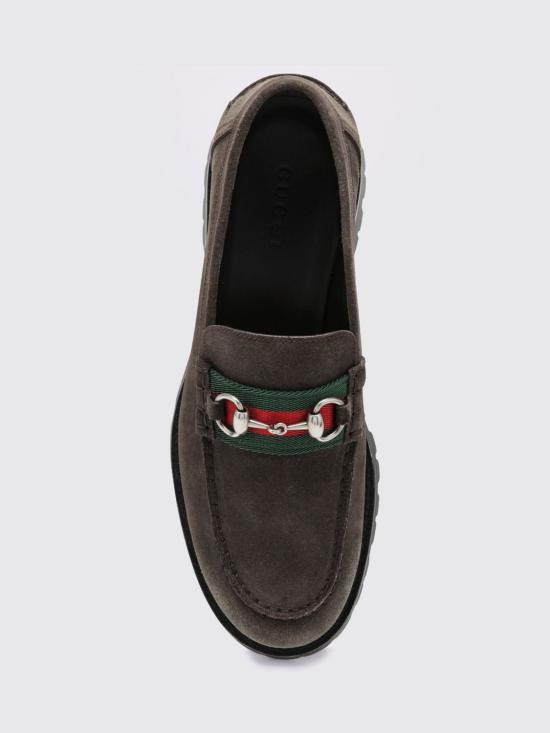 26FW 구찌 실크 홀스빗 스웨이드 로퍼 A006EGAAG9T 2052 Dark - GUCCI