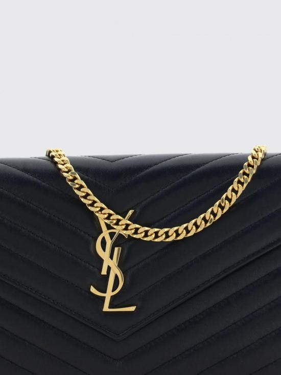 26FW 생로랑 레더 카산드라 체인 월렛 377828AAA44 1000 Black - SAINT LAURENT