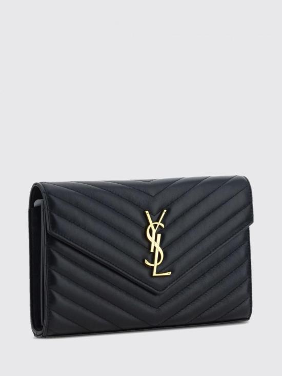 26FW 생로랑 레더 카산드라 체인 월렛 377828AAA44 1000 Black - SAINT LAURENT