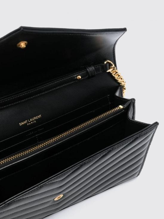26FW 생로랑 레더 카산드라 체인 월렛 377828AAA44 1000 Black - SAINT LAURENT