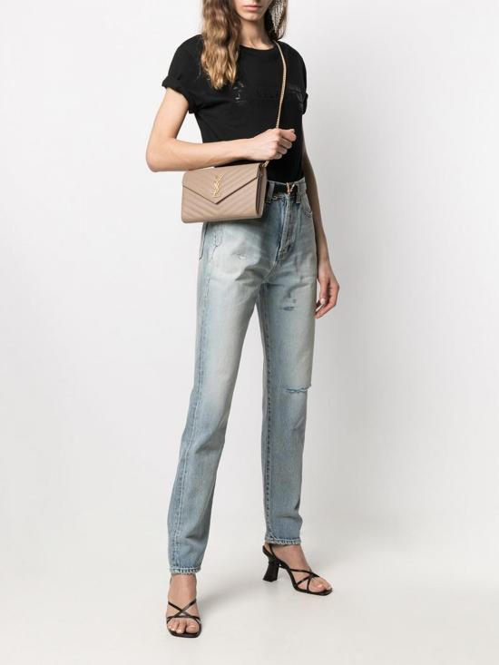 26FW 생로랑 레더 카산드라 체인 월렛 377828BOW01 2721 Beige - SAINT LAURENT