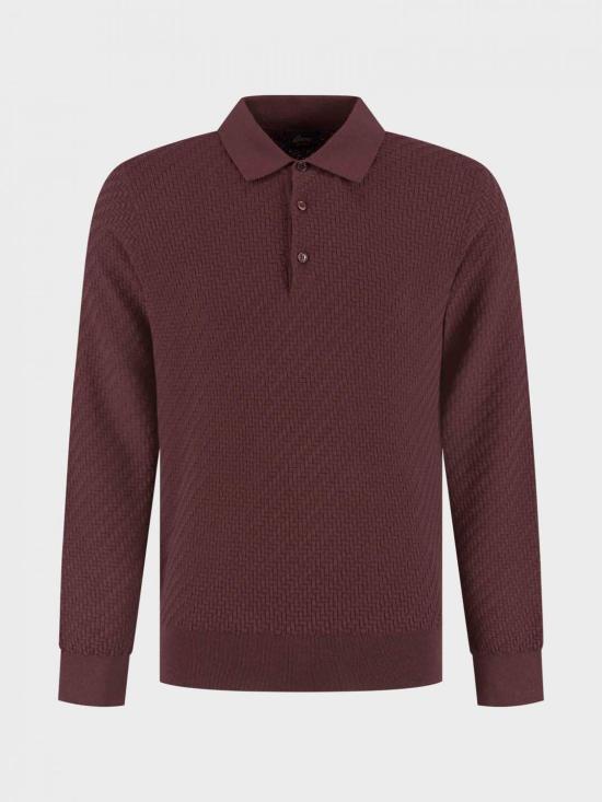26FW 브리오니 인터우븐 니트 롱슬리브 폴로 셔츠 UMR10LPAK22 5100 Red - BRIONI