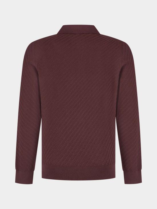 26FW 브리오니 인터우븐 니트 롱슬리브 폴로 셔츠 UMR10LPAK22 5100 Red - BRIONI