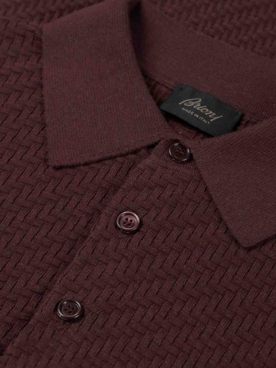 26FW 브리오니 인터우븐 니트 롱슬리브 폴로 셔츠 UMR10LPAK22 5100 Red - BRIONI
