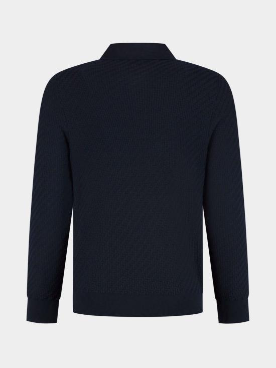 26FW 브리오니 인터우븐 니트 롱슬리브 폴로 셔츠 UMR10LPAK22 4100 Blue - BRIONI