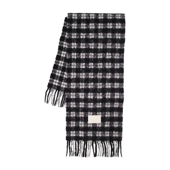 26FW 아크네 스튜디오 체크 로고 스카프 CA0414AL4 BLACK - ACNE STUDIOS