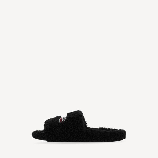 26FW 발렌시아가 퍼리 오픈 뮬 654747W14C2 1096 BLACK - BALENCIAGA