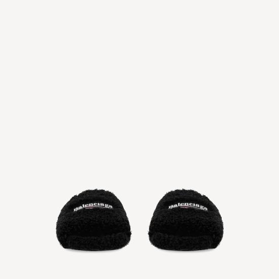 26FW 발렌시아가 퍼리 오픈 뮬 654747W14C2 1096 BLACK - BALENCIAGA