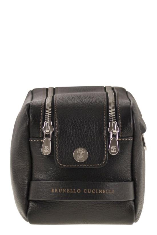 26FW 브루넬로 쿠치넬리 더블 지퍼 바케타 레더 뷰티 케이스 MWZIBU334C101 NERO - BRUNELLO CUCINELLI
