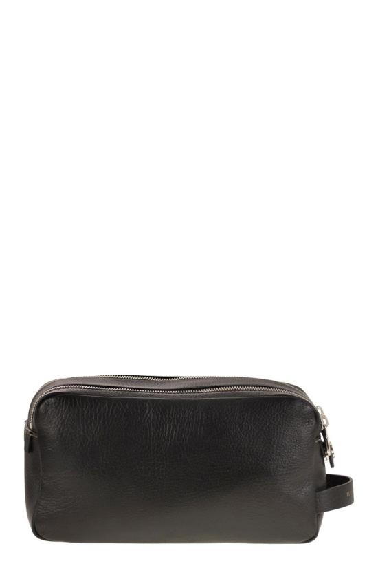 26FW 브루넬로 쿠치넬리 더블 지퍼 바케타 레더 뷰티 케이스 MWZIBU334C101 NERO